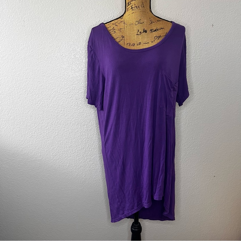 Meaneor Women’s Scoop Neck Short Sleeve Purple T-Shirt Dress w/ Pocket Size XL